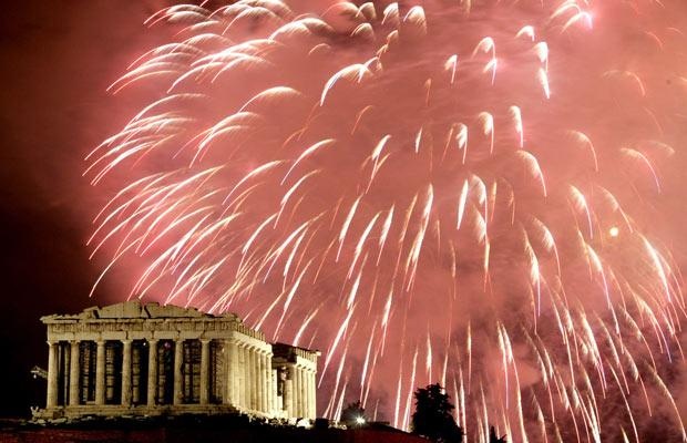 Thisio Acropolis christmas fireworks