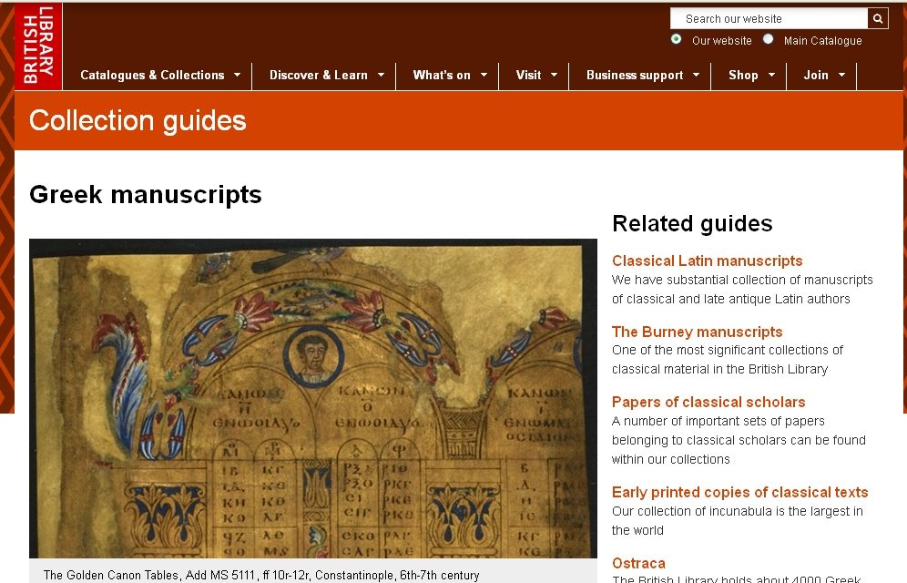 Explore Greek Manuscripts Online at the British Library