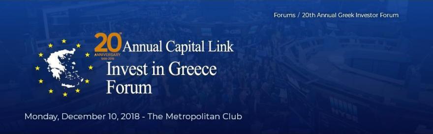 20th Annual Capital Link “Invest in Greece” Forum