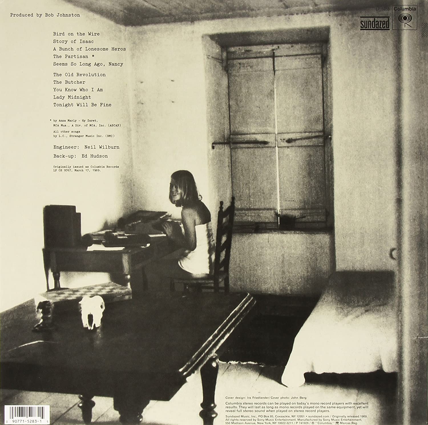 Leonard Cohen Songs from a Room 1969 front back album cover 3 download