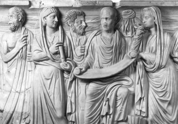 Roman sarcophagus of a reader identified to Plotinus and disciples