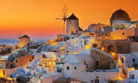 Cycladic architecture, stunningly blending with the endless blue of the Aegean sea